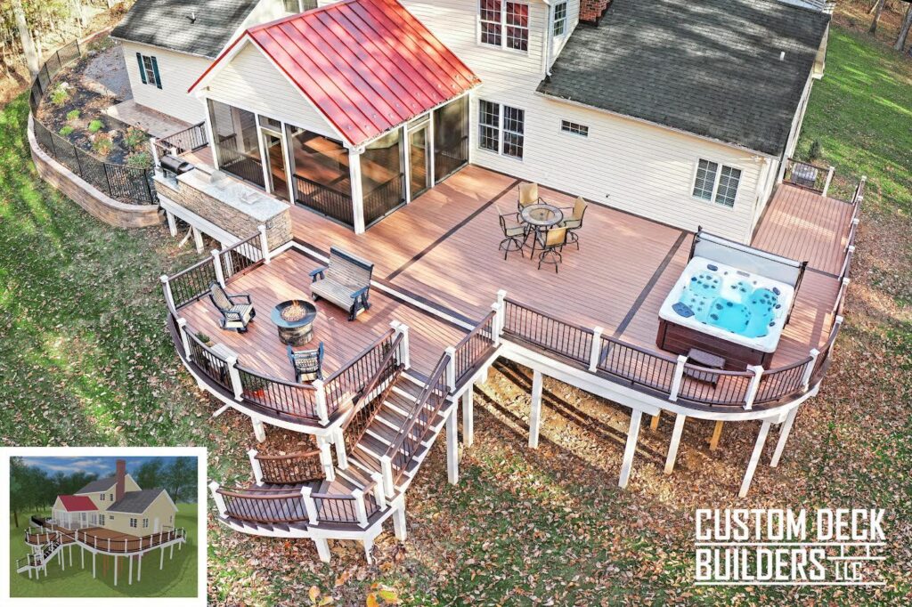 Deck Design 1 completed deck with rendering